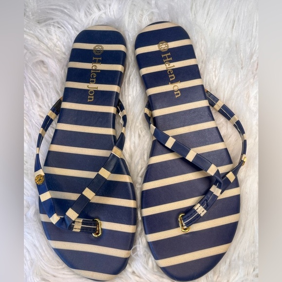 Helen Jon Shoes - Helen Jon Blue and Tan Striped Sandals